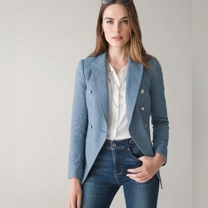 New With Tags Studio Tweed Blazer Coat Mid Blue Sz 0 White House Black Market 🍁